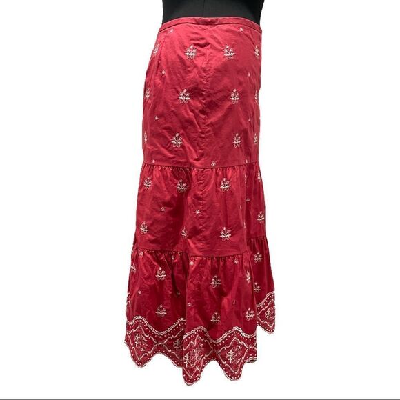 𝅺ann Taylor Tiered Embroidered Skirt Sz 4 - Picture 5 of 12